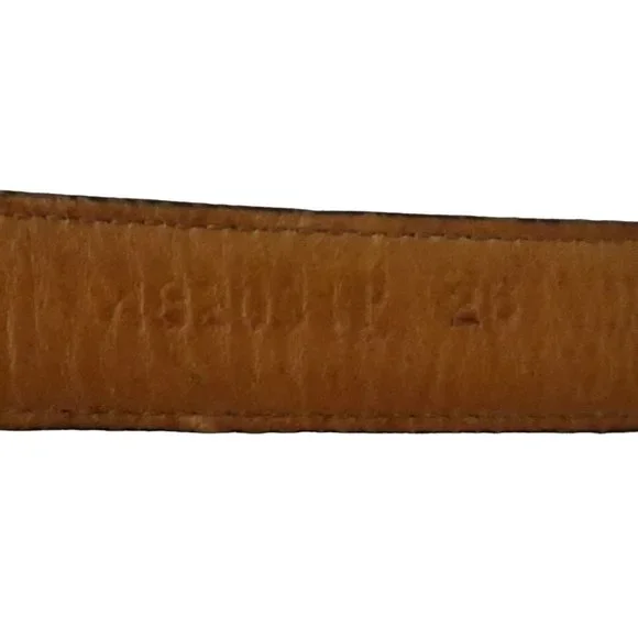 AL BERES Lizard emboss leather belt w Western MOP inlay buckle sz 26